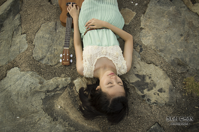 Editorial ukulele photoshoot session with Vanessa Toh at Pasir Ris Park