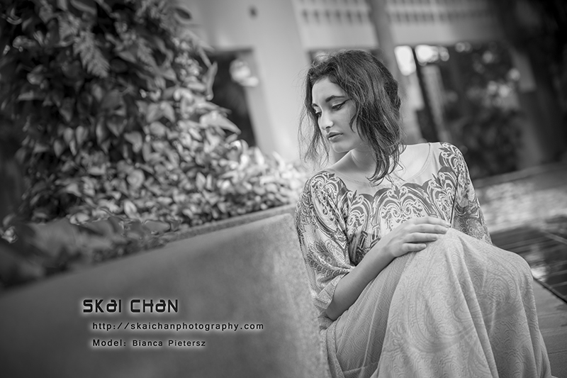 Poolside photoshoot session with Bianca Pietersz at swimming pool at Tanglin View