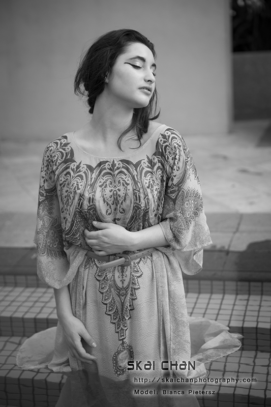 Poolside photoshoot session with Bianca Pietersz at swimming pool at Tanglin View