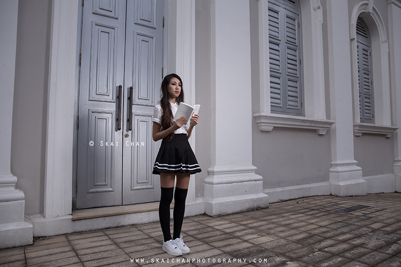School girl themed night photoshoot session with Ng Shinyi at National Museum of Singapore School girl themed night photoshoot session with Ng Shinyi at National Museum of Singapore