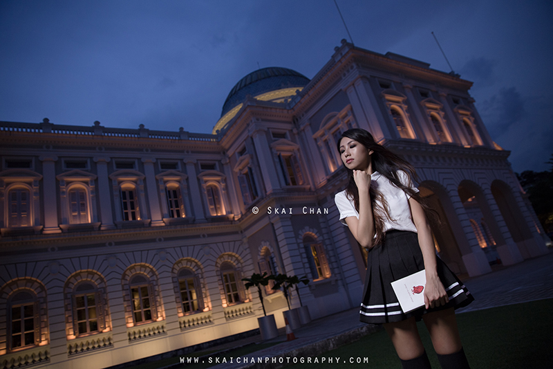 School girl themed night photoshoot session with Ng Shinyi at National Museum of Singapore School girl themed night photoshoot session with Ng Shinyi at National Museum of Singapore