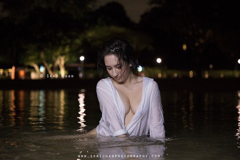 Night glamour photoshoot session with Val G at Palawan Beach (Sentosa)