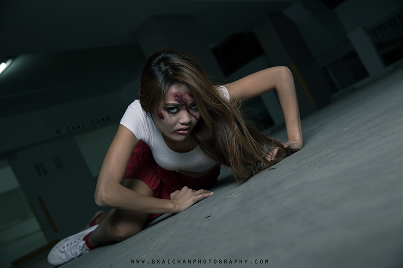 Halloween themed zombie Photoshoot with Charis Tan Mei Xuan at Hougang Carpark Halloween themed zombie Photoshoot with Charis Tan Mei Xuan at Hougang Carpark
