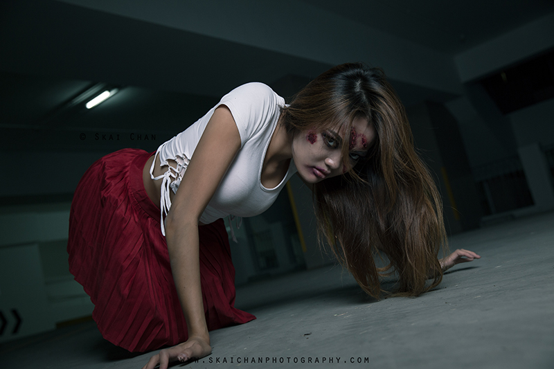 Halloween themed zombie Photoshoot with Charis Tan Mei Xuan at Hougang Carpark Halloween themed zombie Photoshoot with Charis Tan Mei Xuan at Hougang Carpark