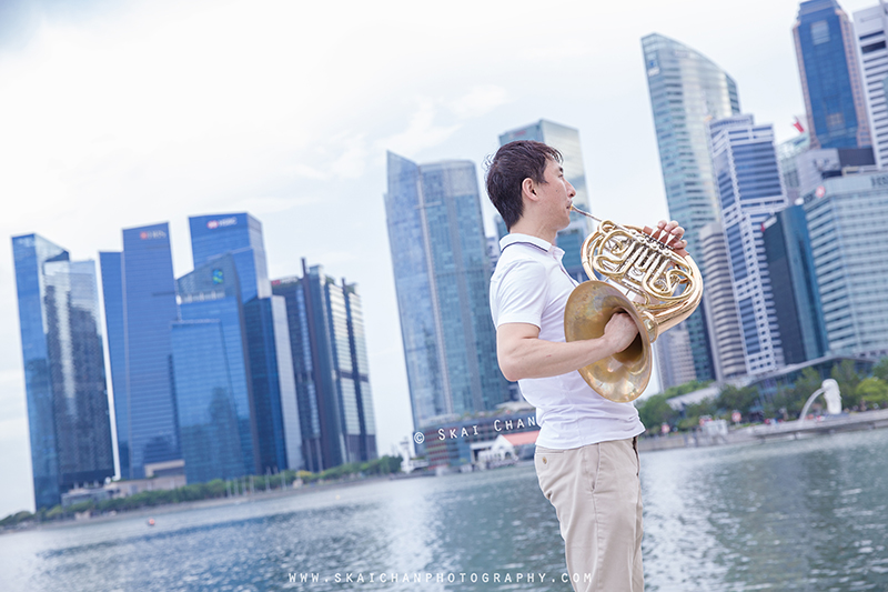 Editorial french horn portrait photoshoot session with Akira Uchida at Esplanade Outdoor Theatre Editorial french horn portrait photoshoot session with Akira Uchida at Esplanade Outdoor Theatre