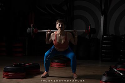 Hairstyling and makeup for fitness photoshoot
