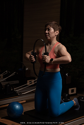 Hairstyling and makeup for pilates photoshoot