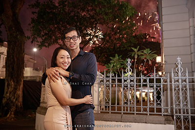 Outdoor Night Fireworks Couple Photoshoot - Raymond & Serena @ Old Parliament Lane